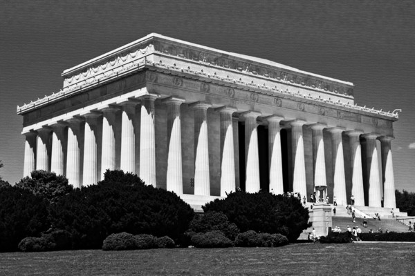 Lincoln Memorial  Front Lateral View  by Sherman Rivers