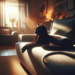 Elegant Cat in a Sunbeam