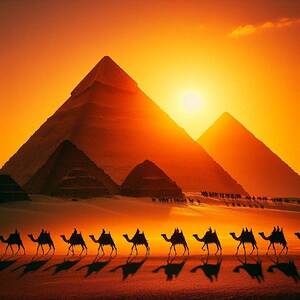 Majestic Pyramids at Sunset