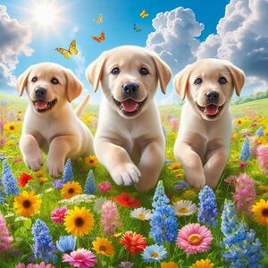 Playful Puppies in a Meadow