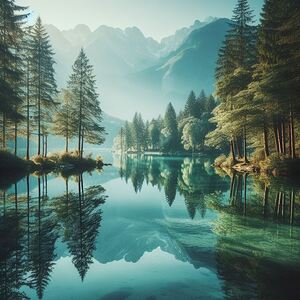 Serene Reflections on a Mountain Lake
