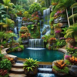 Tropical Waterfall Oasis