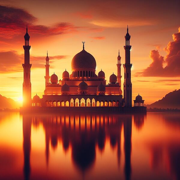 Mosque at Sunset Print