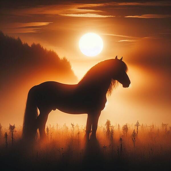 Noble Horse at Sunrise Print
