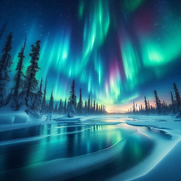 Northern Lights in Winter Wonderland  Print