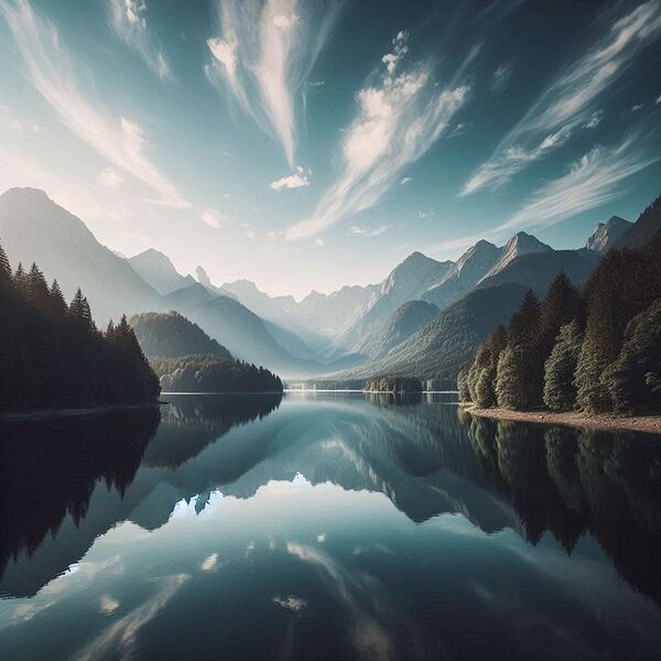 Serene Lake Reflection Print