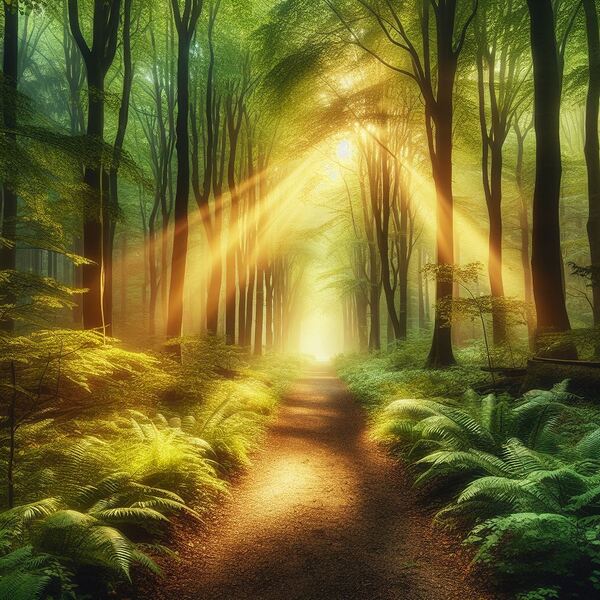 Sunlit Forest Pathway Print