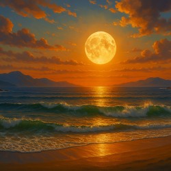 Moonlight Shining Over the Sea on a Tranquil Night