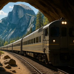 Journey Through Time: A Futuristic Train on Historic Tracks