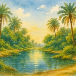  Lush Oasis in Watercolor Amid Serene Nature
