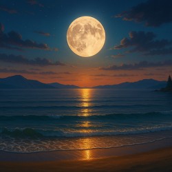 The moon on the sea 