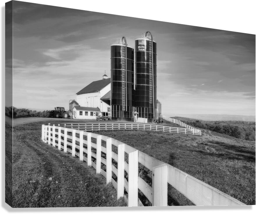 Silos and Fence B W Canvas Print