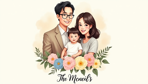 Cherished Moments : A Loving Family Portrait High Resolution Digital Art Print