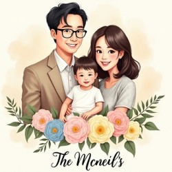 Cherished Moments : A Loving Family Portrait High Resolution Digital Art