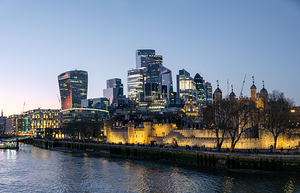 London UK downtown skyline at dusk
