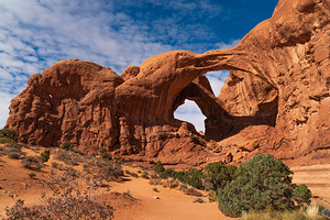 Double Arch formation in Arches National Park in Utah
