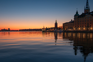 Dusk over the lake in central Stockholm Sweden