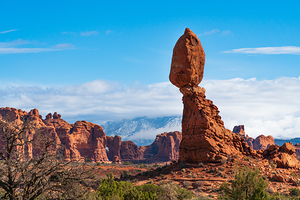 Balanced Rock a famous landmark of Arches National Park Utah USA.