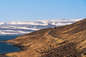 Iceland route 61 into the wilderness towards Isafjordur