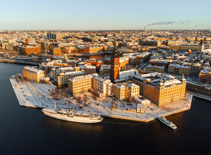  Panorama of the old town of Stockholm in winter