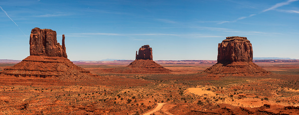 Monument valley landscape Utah USA. The west and east Mitten Merrick Butte .  Print