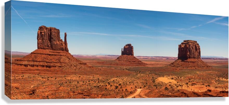 Monument valley landscape Utah USA. The west and east Mitten Merrick Butte .  Canvas Print