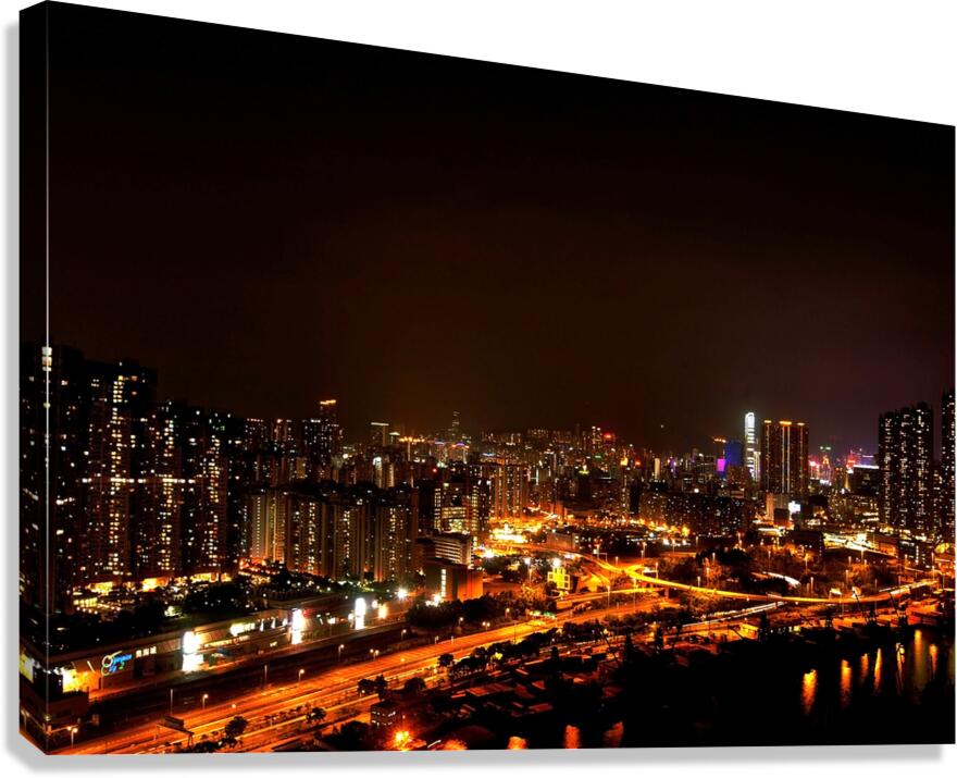 Hong Kong - City at Night 01 Canvas Print