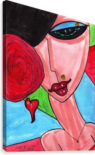 Brunette with Flowers Canvas Print