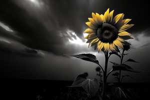 Hope in Bloom – Selective Color Sunflower Print