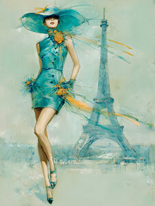 The Lady in Turquoise – Vintage Fashion Art Print