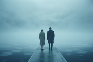 Together at the Shore – Moody Minimalist Couple Photography Print