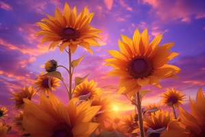 Sunrise Blooms – Sunflowers in the Morning Light Print