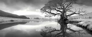 Reflection Tree – Landscape in Black & White Print
