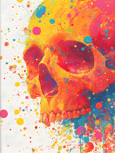 Neon Rebirth – Splatter Skull Canvas by Savage Art Prints