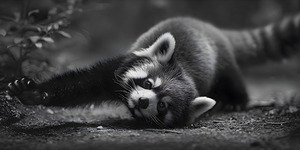 Morning Stretch – Red Panda Monochrome Print