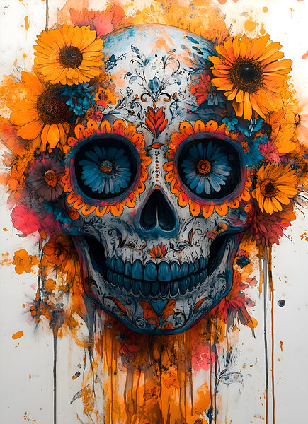 La Sonrisa Eterna – The Eternal Smile Sugar Skull Art Print by Savage Art Prints
