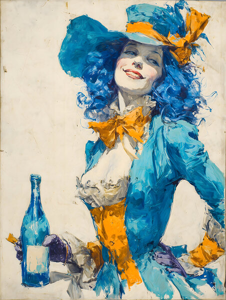 Sonrisa de Champan – Champagne Smile Vintage Poster Art Print by Savage Art Prints