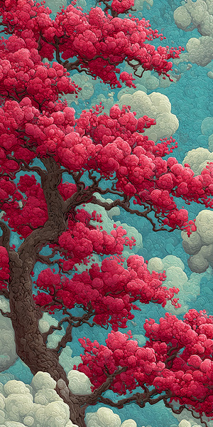 Kumo Ni Saku 雲に咲く - Blooming In The Clouds - Japanese Floral Art Prints by Savage Art Prints