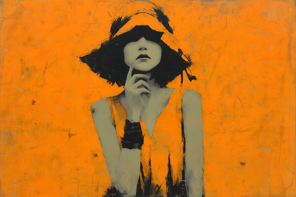 In the Orange Shadow – Vintage Fashion Art Print by Savage Art Prints