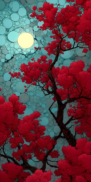 Mangetsu Sakura No Eda 満月桜の枝 - Full Moon Cherry Blossom Branch - Japanese Cherry Blossom Art Prints by Savage Art Prints