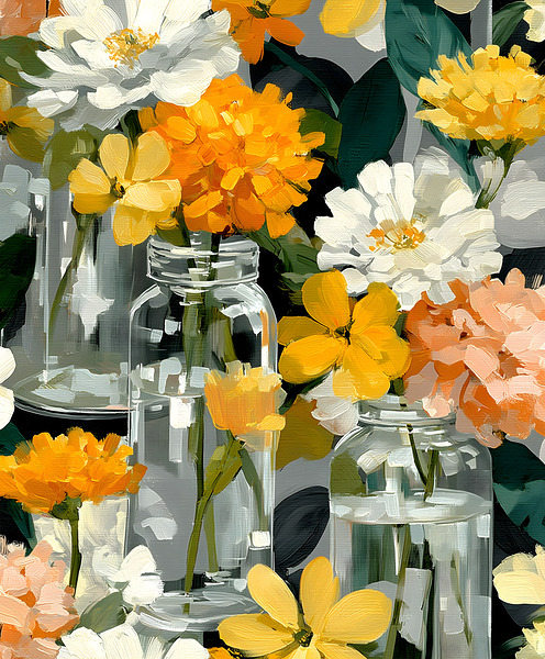Fleurs Captives - Captive Flowers - Botanical Collage Art Prints by Savage Art Prints