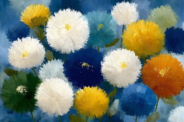 Bouffees De Couleur - Puffs Of Color - Playful Floral Art Prints by Savage Art Prints