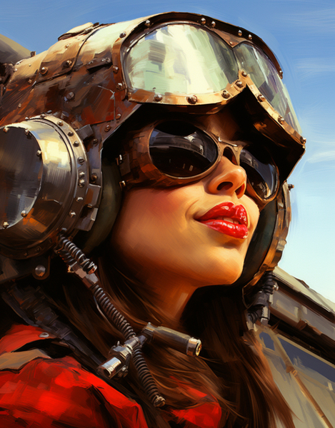 Woman of War - Aviator Portrait Art Prints by Savage Art Prints
