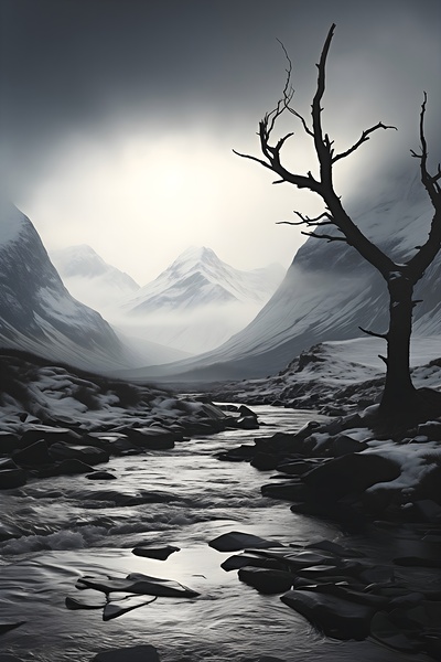 Where Silence Flows - Monochrome Landscape Art Prints by Savage Art Prints