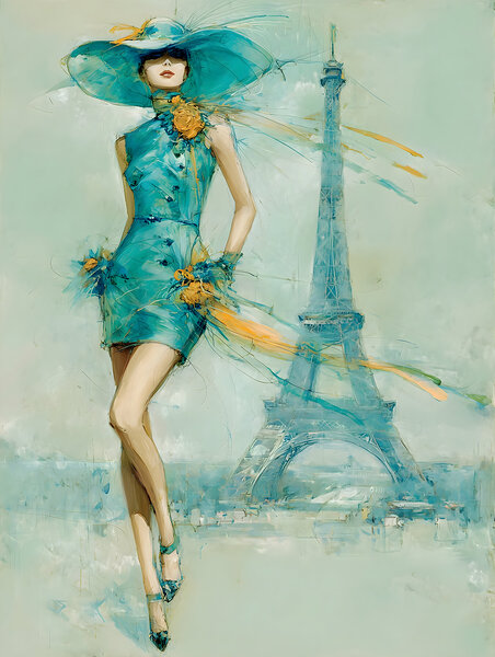 The Lady in Turquoise – Vintage Fashion Art Print by Savage Art Prints