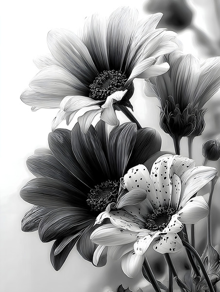 Sans Couleur - Without Color - Monochrome Floral Art Prints by Savage Art Prints