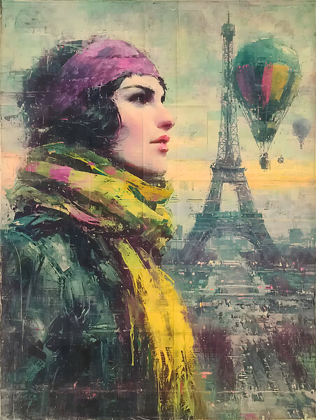 Against the Parisian Wind – Vintage Fashion Art Print by Savage Art Prints
