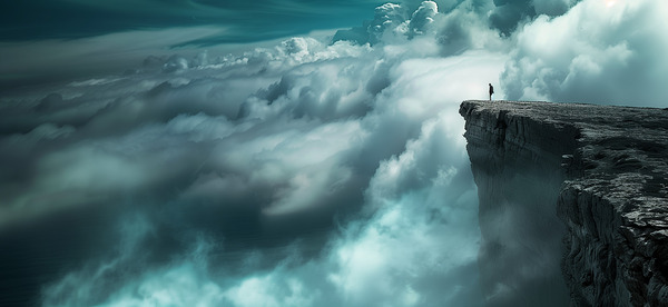 At the Edge of Heaven - Cliff Above the Clouds Art Prints by Savage Art Prints