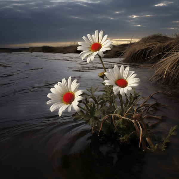 Shoreline Daisies – Coastal Botanical Art Print by Savage Art Prints