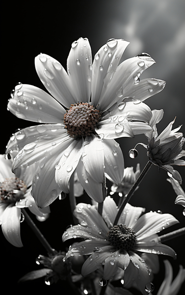 Bloomed Affinity – Monochrome Daisy Duo Art Print by Savage Art Prints